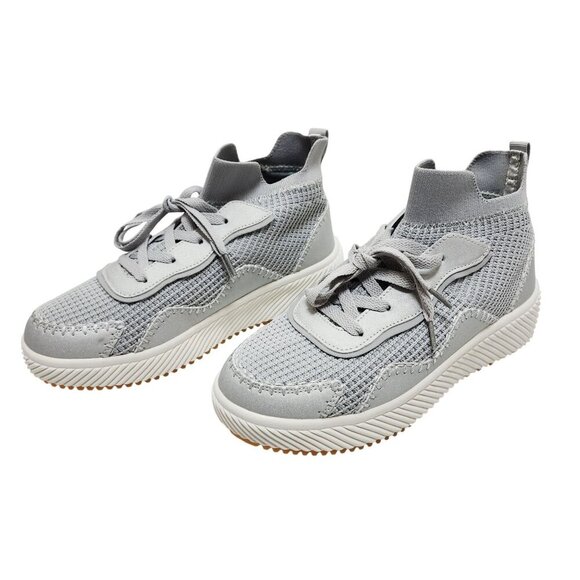 Knitted Womens Gray High-Top Sneakers With Lace-Up Closure Size 7.5 - Picture 6 of 12